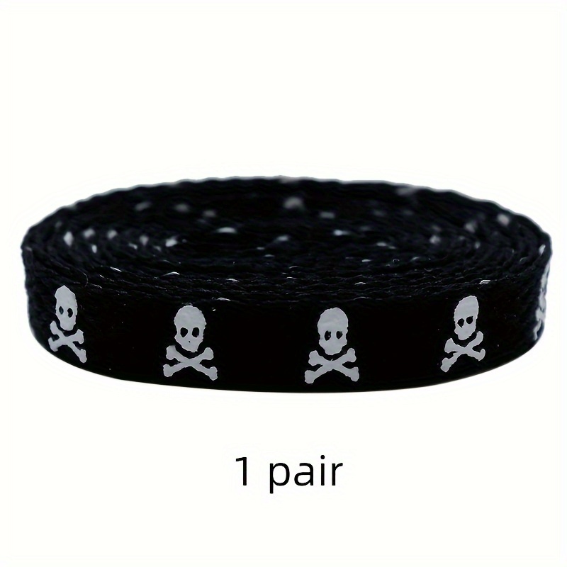 TEMU 1pair Double-sided Printed Skull-shaped Figure Shoelaces, Shoe Accessories With Elements, Suitable For Casual Shoes, Sports Shoes, Canvas Shoes