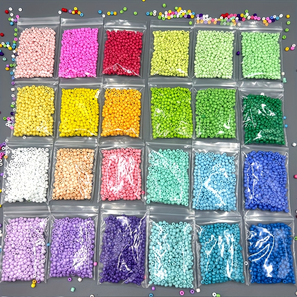 TEMU 7988 pezzi di perline di vetro da 3mm in 24 opzioni di colori , accessori per di gioielli fai da te per braccialetti, collane, orecchini e charm