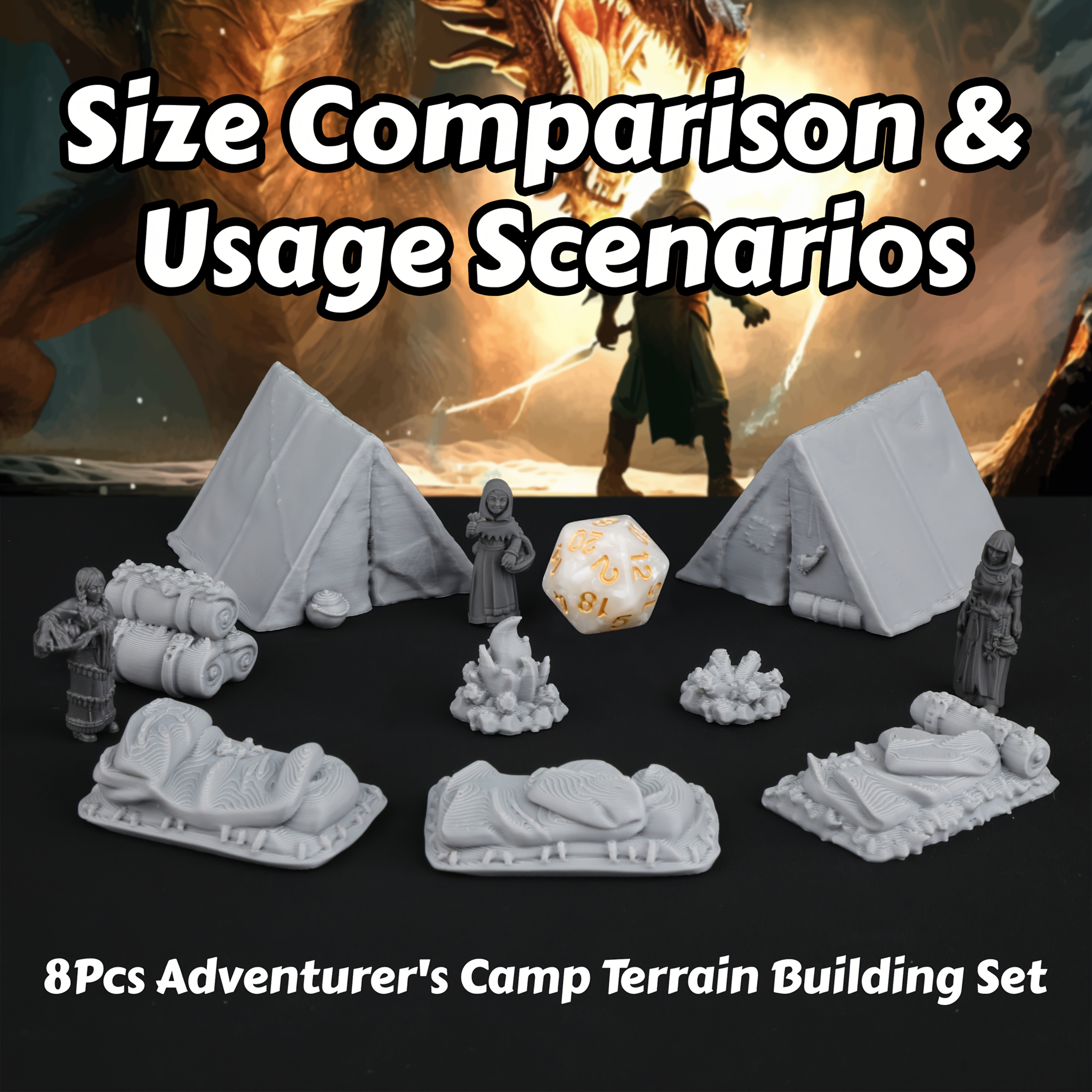 

Ensemble de Construction de de l'Aventurier DND 8pcs, Accessoires de Miniatures D&D de 28mm pour Jeu de Rôle RPG Dungeons & Dragons, Cadeau pour le DM