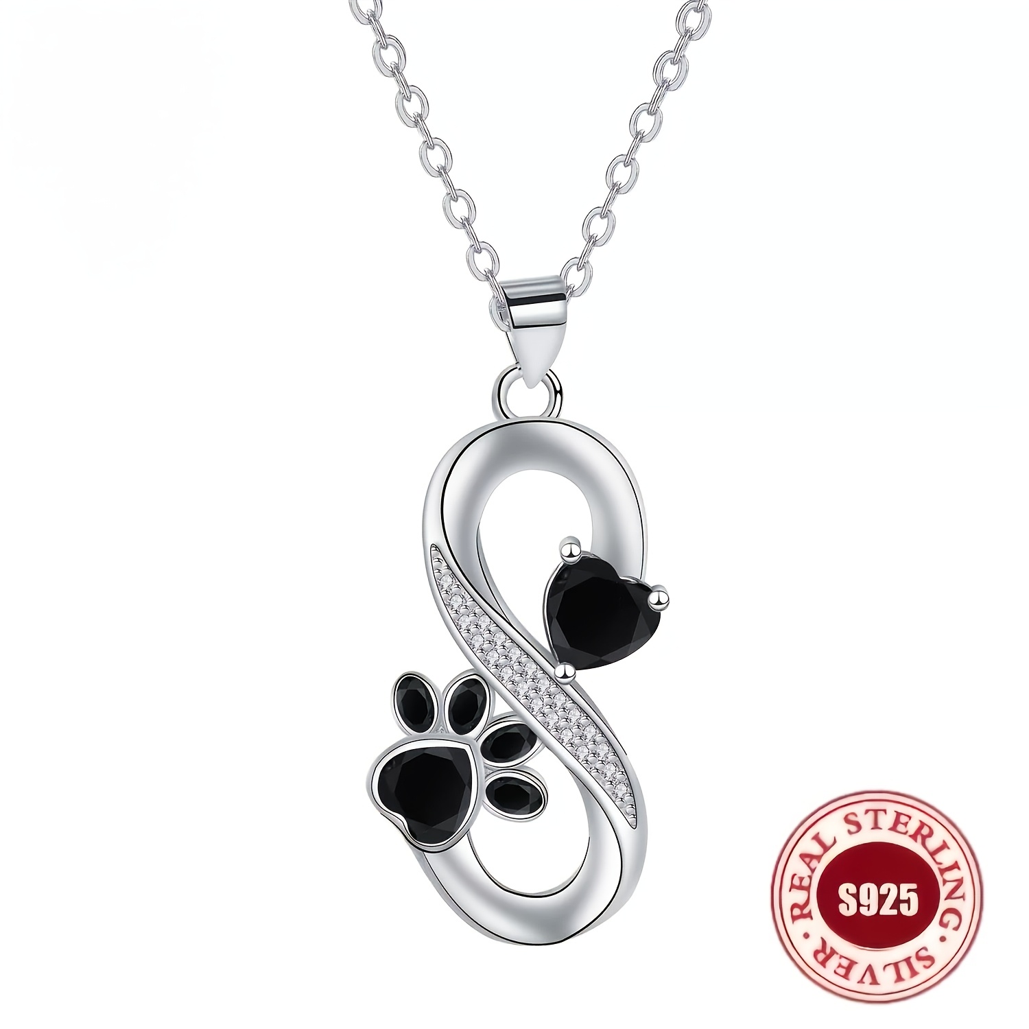 TEMU Pendentif pour femme en argent sterling 925 - Collier à de patte de chien rétro bohème brillant, bijou élégant et facile à pour femmes, pour les