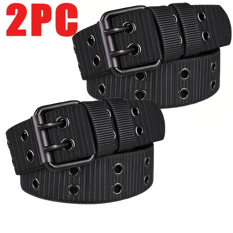 TEMU 2 piezas Cinturón de 2026 para hombre de tela de nailon transpirable, cinturón para deportes al , cinta de nailon multifuncional con hebilla de