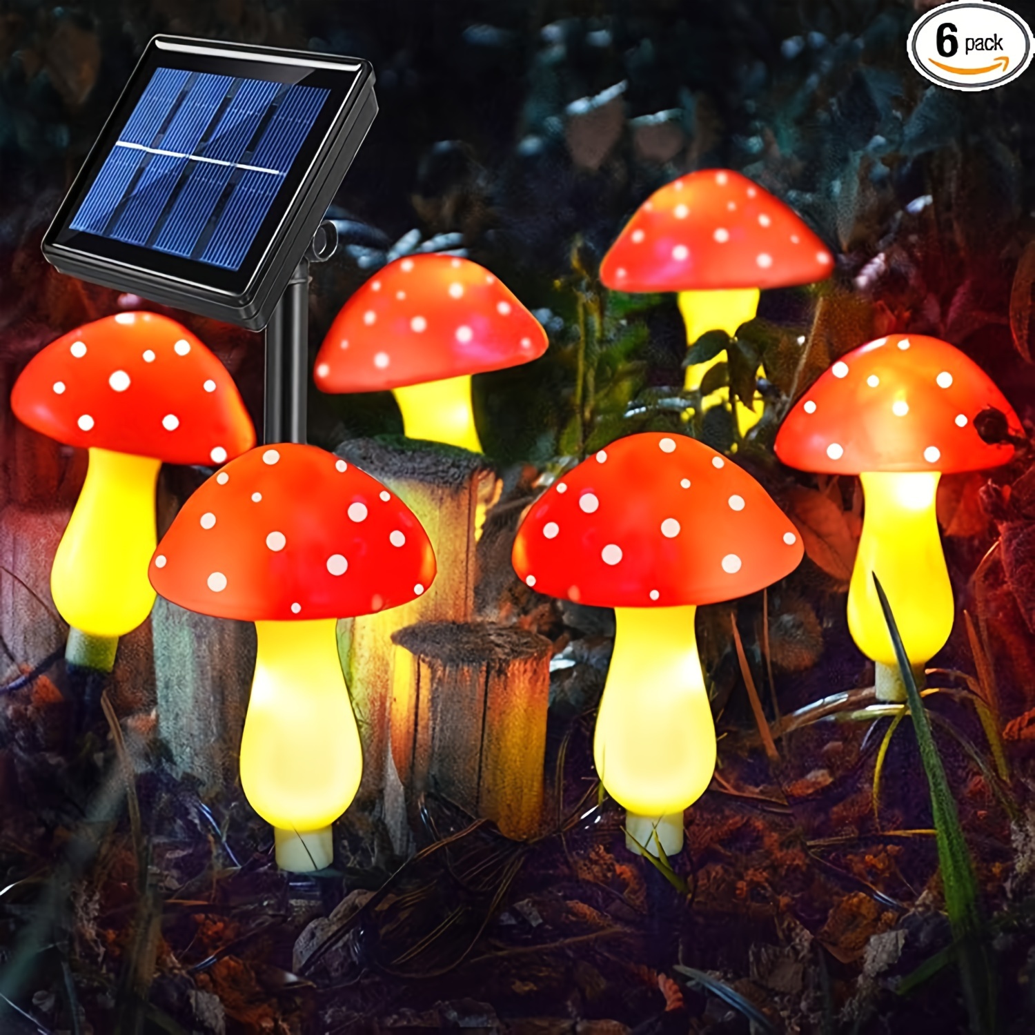 

Solar-powered Mushroom Fairy Lights - Perfect For Garden & Party Decor, Available In 6, 8, Or 12 Leds