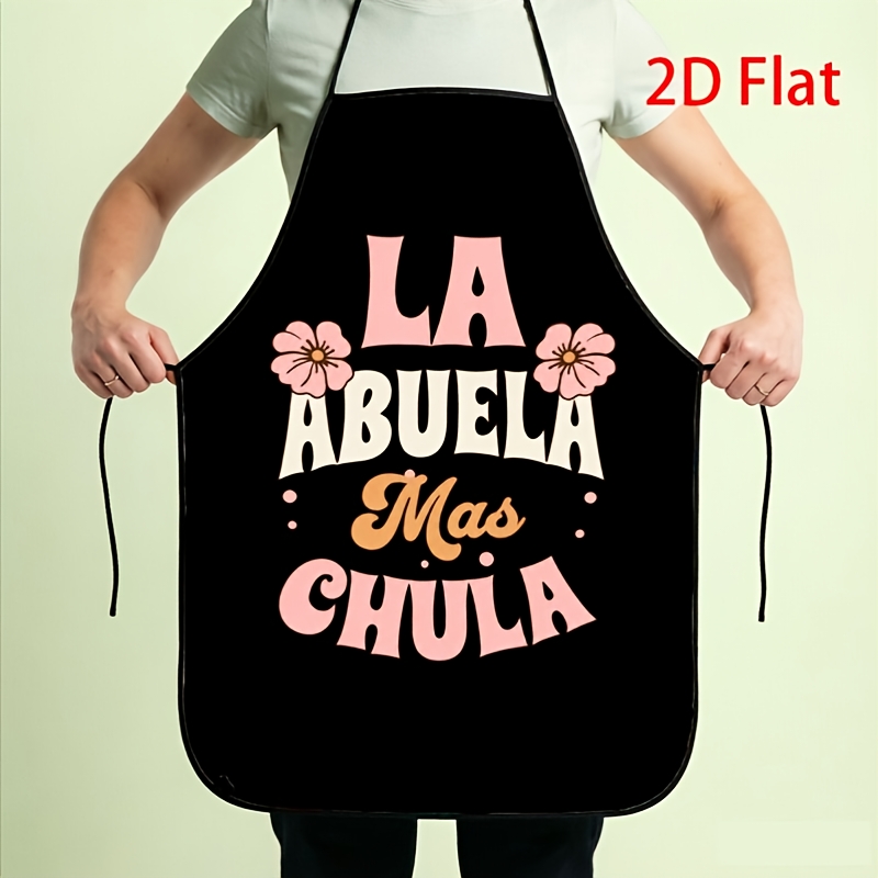 TEMU Delantal de española de 1 pieza " Más " - en español, delantal duradero adecuado para , cocina, pintura, regalo floral para , papá, delantal