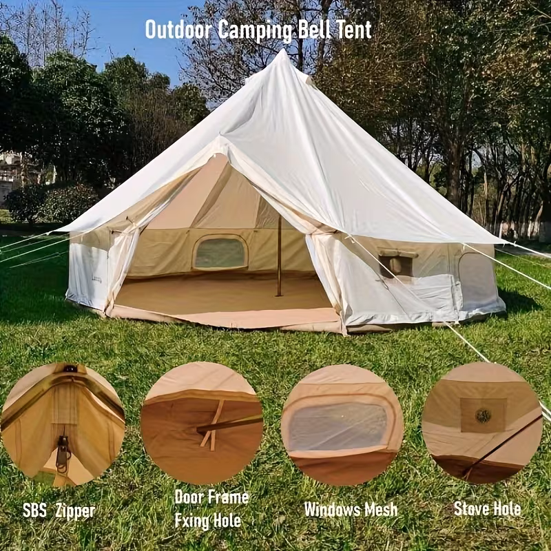 outdoor waterproof 19 6ft oxford bell tent tent with zipped in groundsheet for 8 10 Product details 6