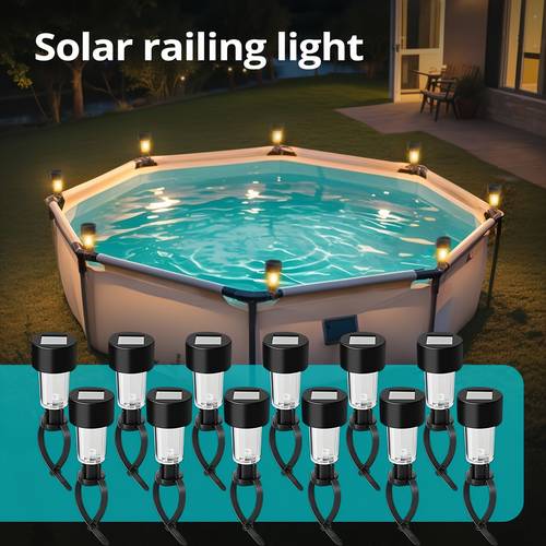 solar pool lights adjustable gray strip warm white led solar powered suitable for outdoor above ground swimming pools with metal frame swimming pool lighting decorative lights 6 12pcs