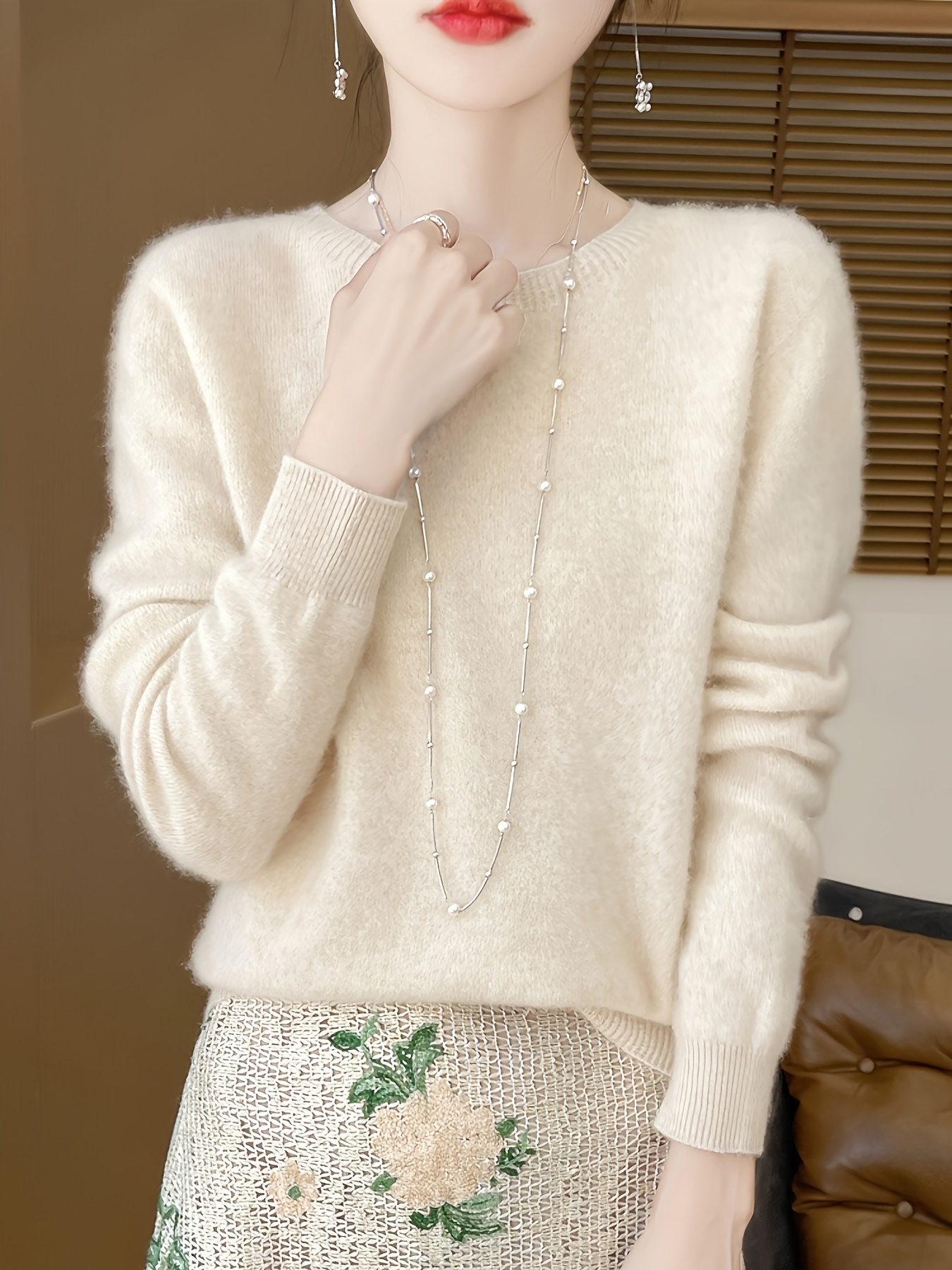 pull 100% laine femmes 2024 épais chaud à manches longues Temu