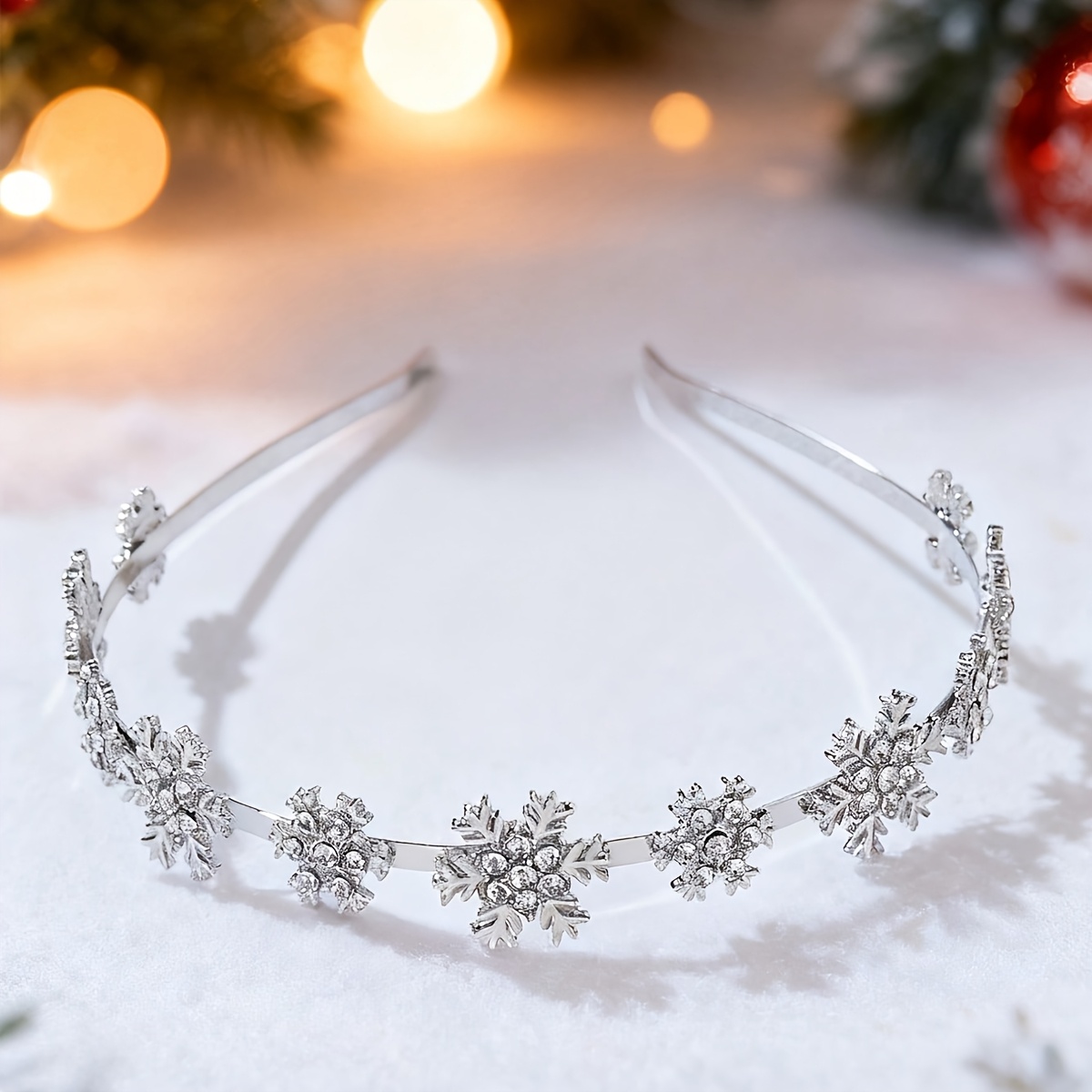 TEMU 1pc Cute Snowflake Rhinestone Women's Headband, Stylish And Simple Multi-functional Headband, Durable Alloy Hair Accessory, Suitable For Daily