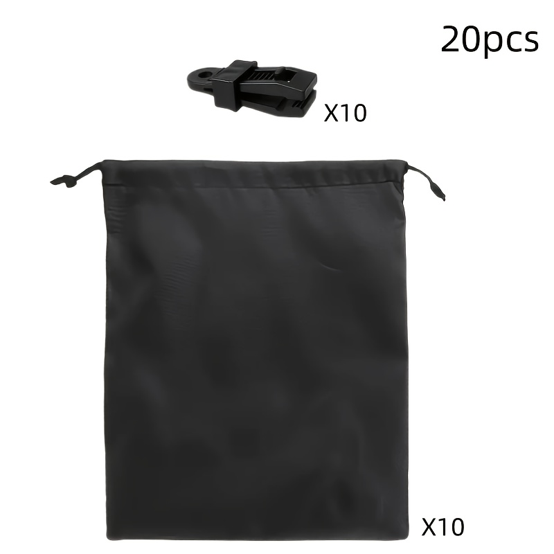 Image of 20pcs Outdoor Curtain Additions Set Of 10pcs Weight Pockets And 10pcs Clips For Securing Curtains, Suitable For Porch, Terrace, Courtyard, , Etc
