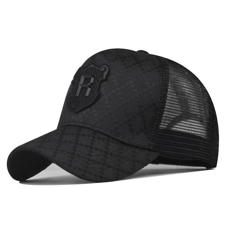 Men's Baseball With 3 Lettering & Breathable Mesh Back - Adjustable Closure, Lightweight Trucker Hat Suitable For Outdoor Sports, Driving, Daily Wear, Gift For, Pp Plastic Frame &