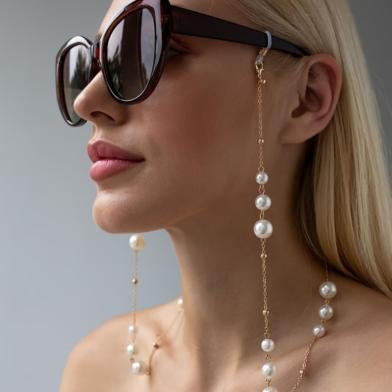 

1pc Popular Large Pearl Handmade Chain Fashion Glasses Chain Fashion Non-slip Glasses Chain Men's And Women's Clothing Chain