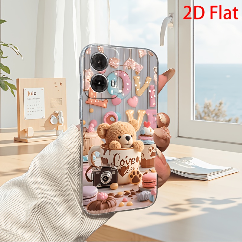 TEMU Phone Case: 2d Flat Cute And Soft Teddy Bear Afternoon Tea Phone Case, Suitable For Moto Edge 20 30 40 60, Moto G 5g 2023 2024, G Power 2025,