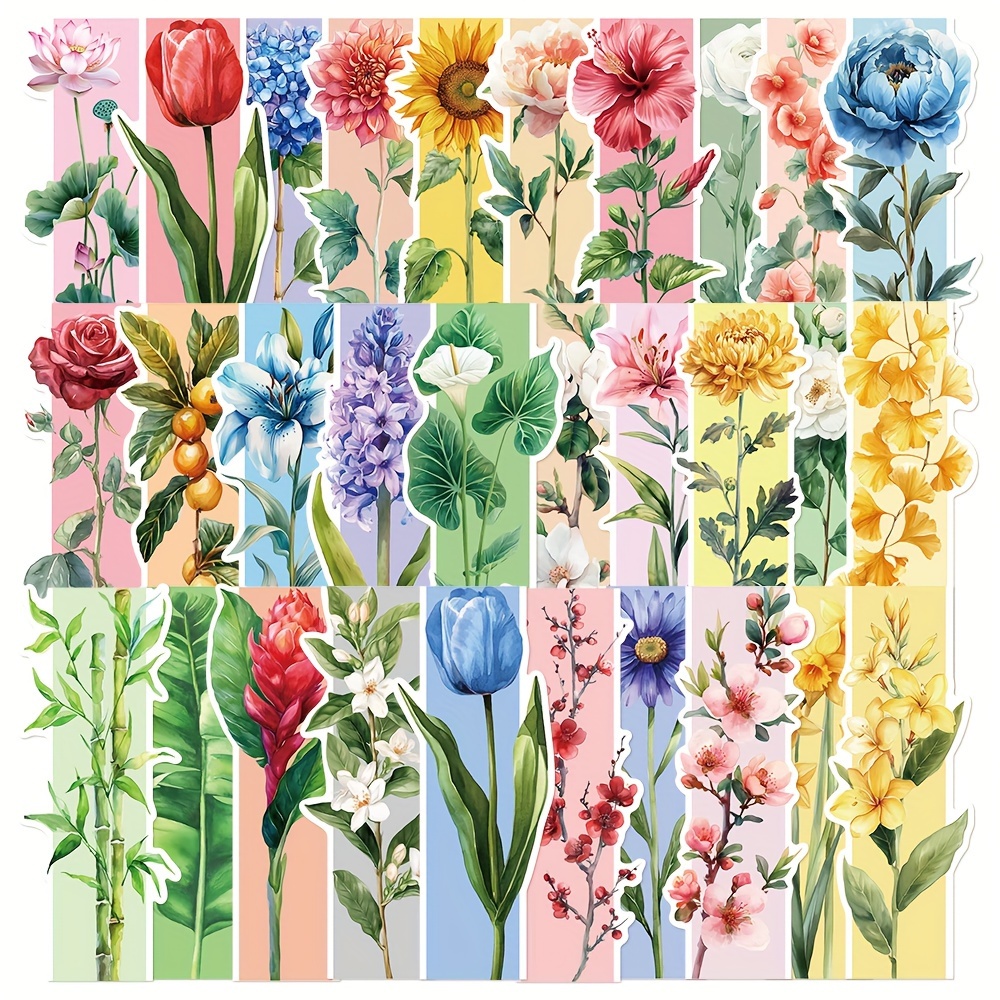 30pcs Floral Bookmarks Set, Assorted Designs Paper Page Markers For Books, Ideal For Students, Teachers, And Readers
