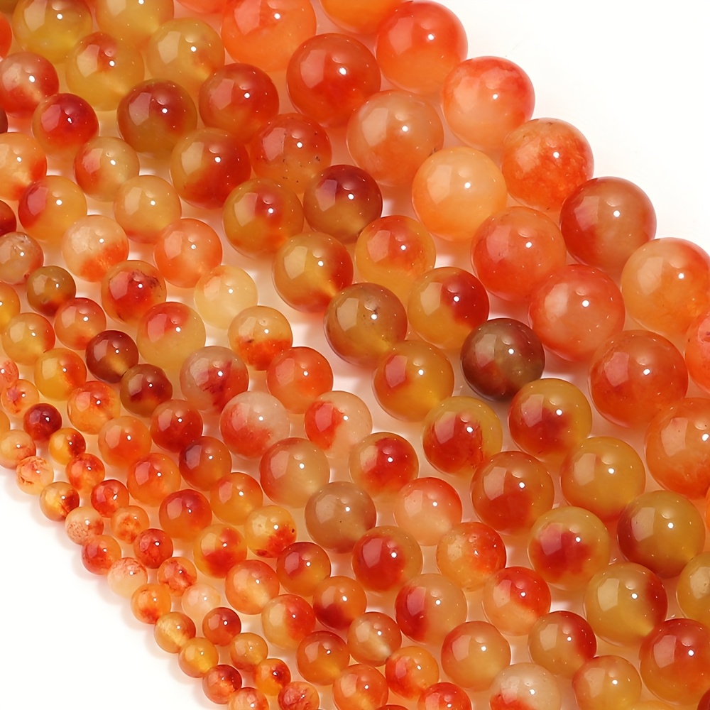 Natural Orange-Yellow Dyed Round Stone Bead Bracelet for DIY