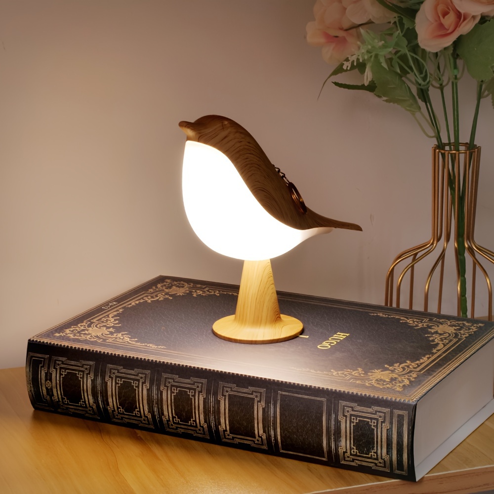 

1pc Bird Led Desk Lamp, Creative Shape Adjustable Bedside Aromatherapy Lamp, 3-color Dimmable & Usb Rechargeable Touch Console Light For Home Office