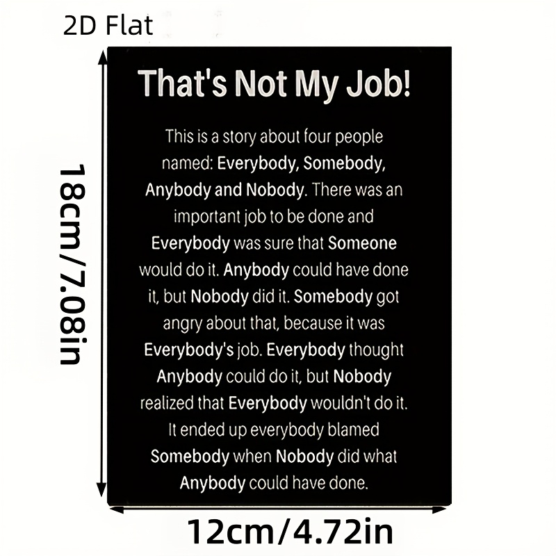 TEMU 2d Flat, 2d Flat, Not , Neither Nor Anyone's Job, Wall Art Decoration, Room Decoration, Home Decor, Restaurant Decor, Bar Decor, Cafe Decor,