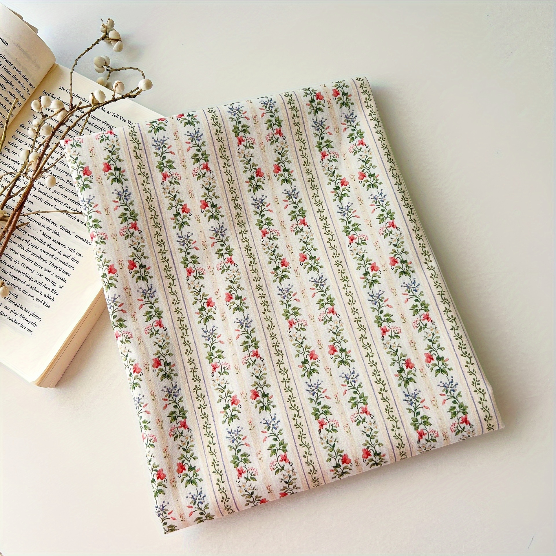 Image of 1pc Of 58.3in/148cm Wide Cotton With A Pastoral Print, Suitable For Diy Crafts. Used For Clothing, Skirts, Tablecloths, Bags, Cushions, Hats, And Face Masks