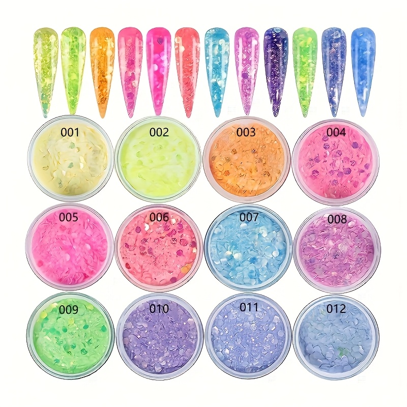 TEMU Acrylic Powder Kit - 12 Art Sequins Dust Set, For Nail Art Extension - No Lamp Needed.