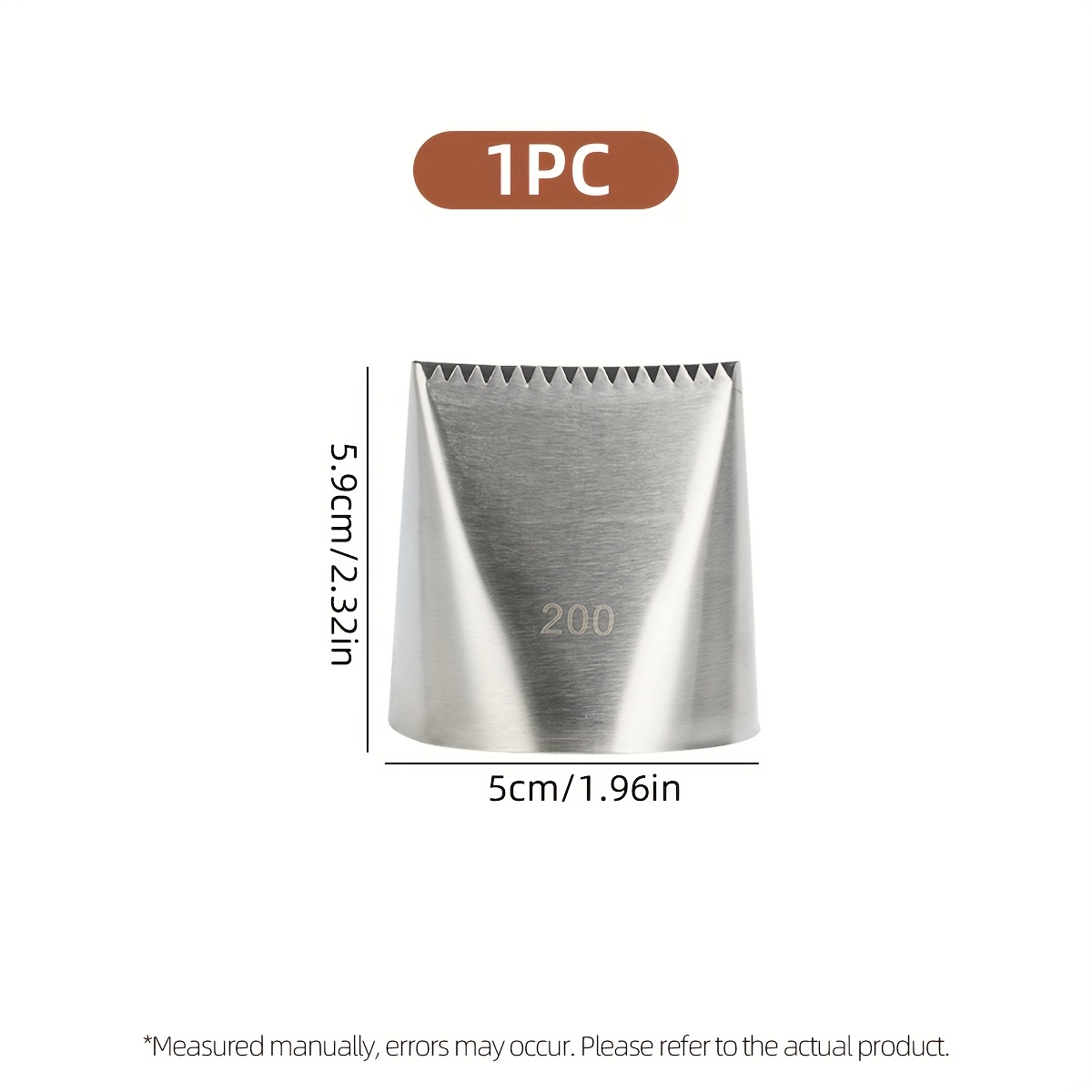Image of 1pc, Extra Large Size Stainless Steel Piping Tip - Serrated, Wavy And Straight Edge Cake Decorating Nozzles, Suitable For Fondant, Cheese Frosting - Professional Baking Tool For Cakes, Cupcakes