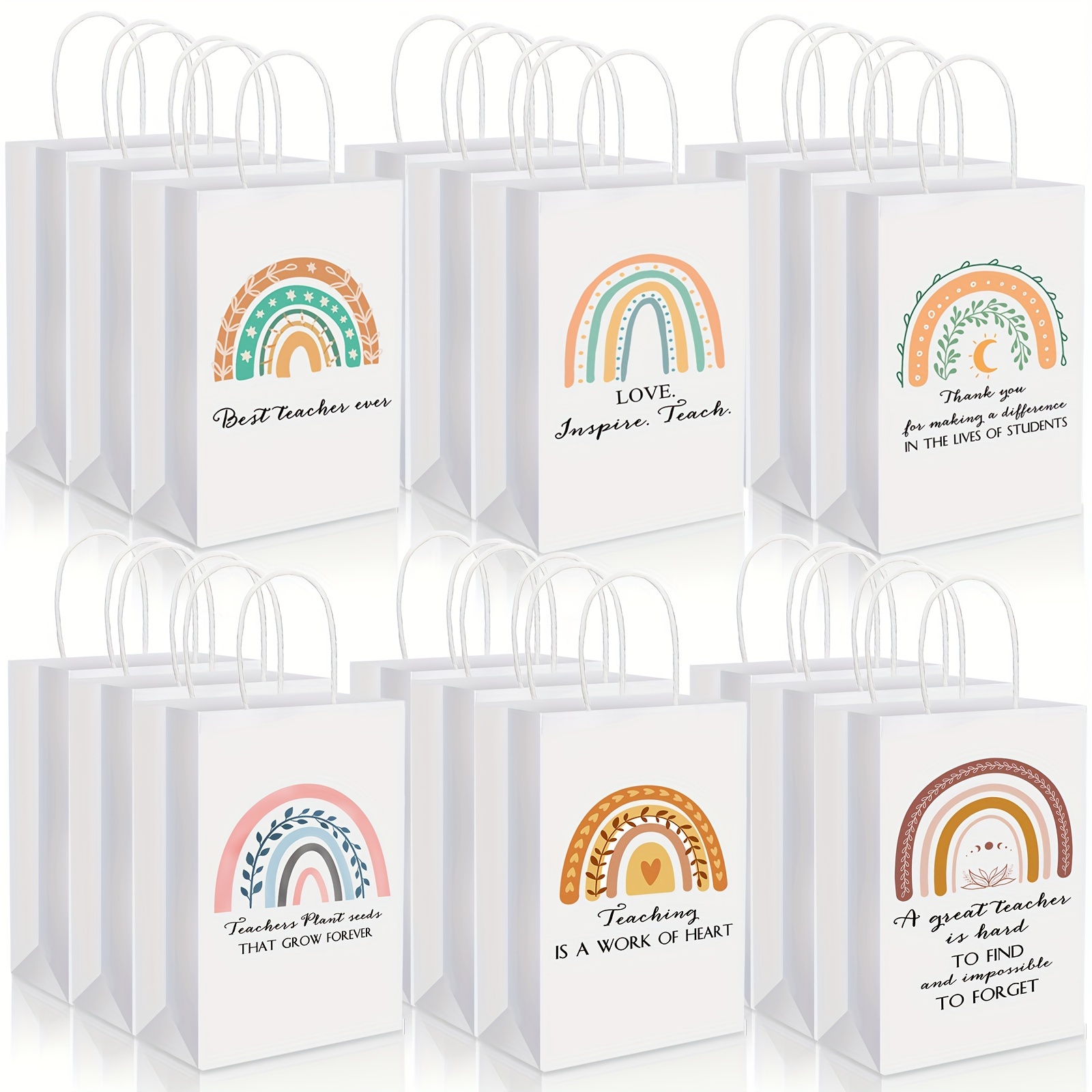 

60pcs Teacher Appreciation Gift Bags Bulk Favor Bags Thank You Gifts Wrap Bags With Handles For 2024 Graduation Teachers, 8.27 X 5.91 X 3.15 Inches, 6 Styles (cute Style)