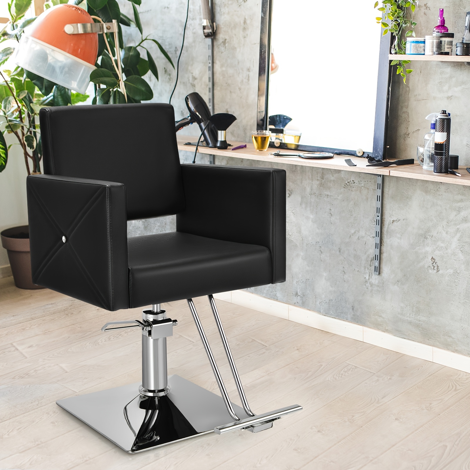TEMU Barber Chair Salon Chair Styling Heavy Duty Hydraulic Pump Stylist Chair Tattoo Equipment For Hair Stylist W/ Electroplating Base, Armrests,