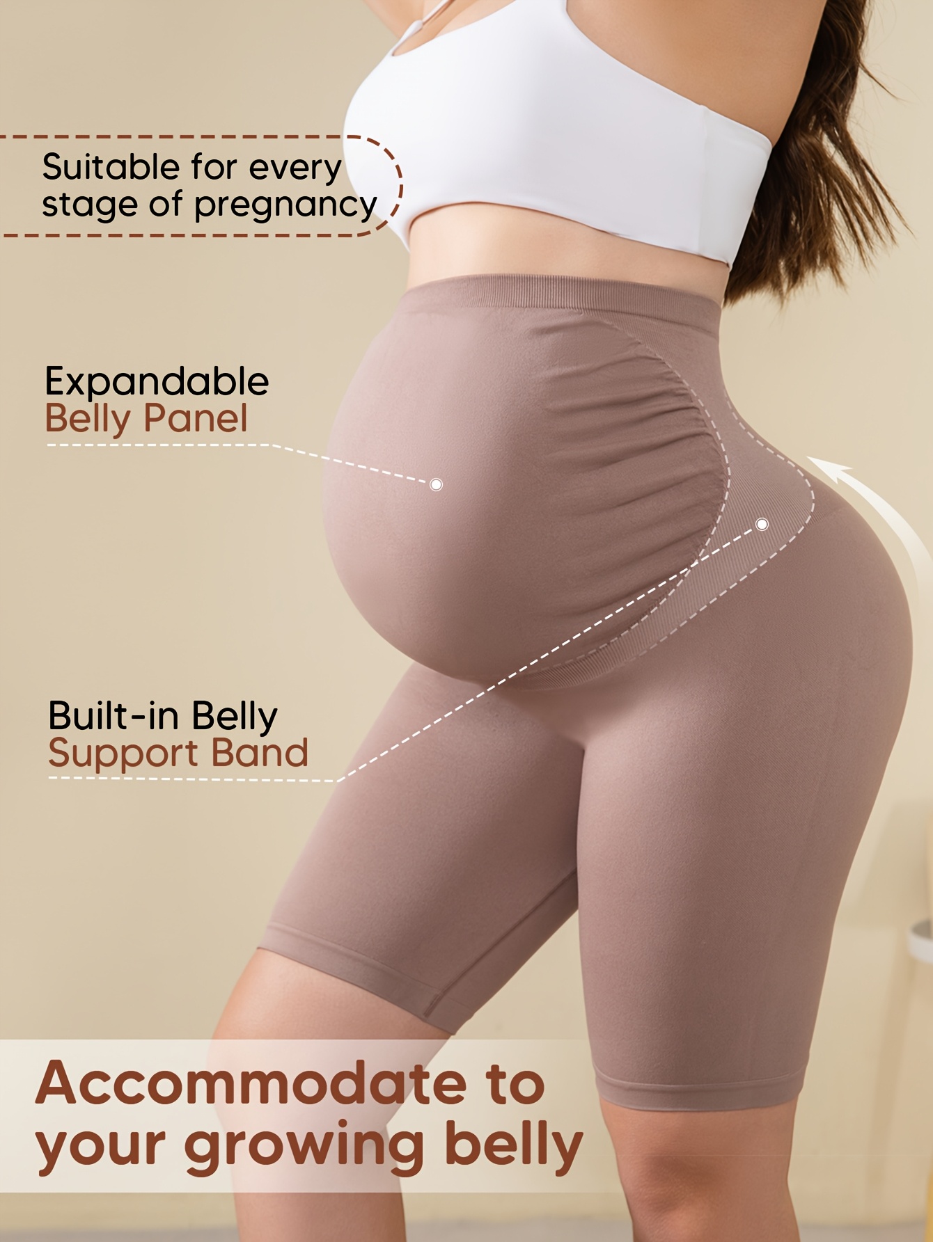 Women'S Maternity Shorts - Seamless Lightweight Pregnancy Shorts with Elastic Shrinkage Technology, Soft Stretchy Inner Layer & All-Season Comfort | Breathable Fabric for Home, Commuting, Work | Multi-Way Wear, Regular Fit (Sizes L-2XL) | Ideal for