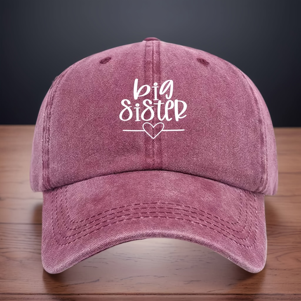 E-shop Baseball-Cap mit bedrucktem Herzmuster, Snapback-Cap mit „BIG SISTER“-Schriftzug, Mütze für Camping, Urlaub, Wohnmobilreisen, Fahrer, für Gehen,