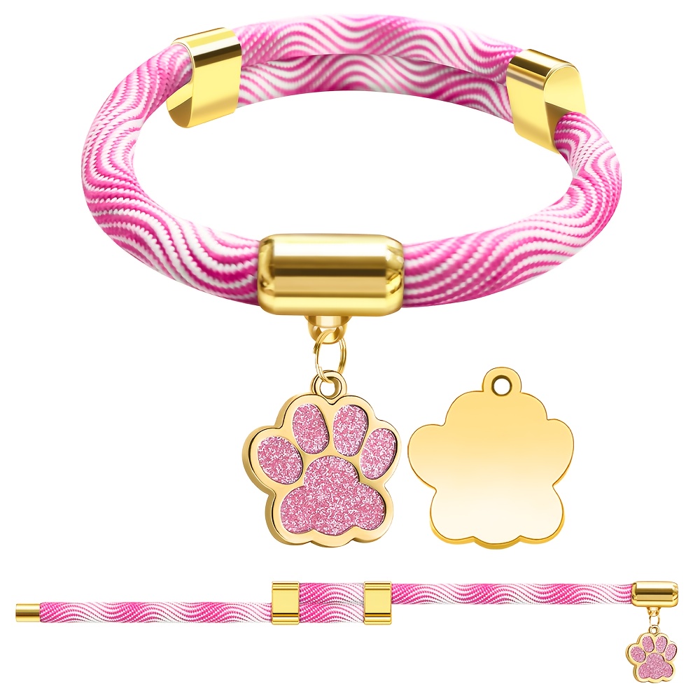 TEMU Collier magnétique - pour chat avec nom/, étiquette patte dorée et cordon - Boucle de sécurité réglable adaptée aux chats, collier pour chat