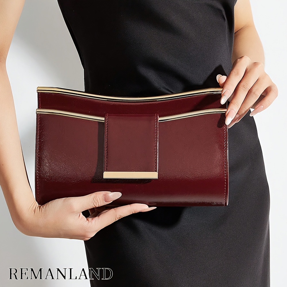 TEMU REMANLAND Bolso de elegante tipo sobre y bandolera para mujer - /Borgoña, adecuado para fiestas, , cenas, correa desmontable con cierre de