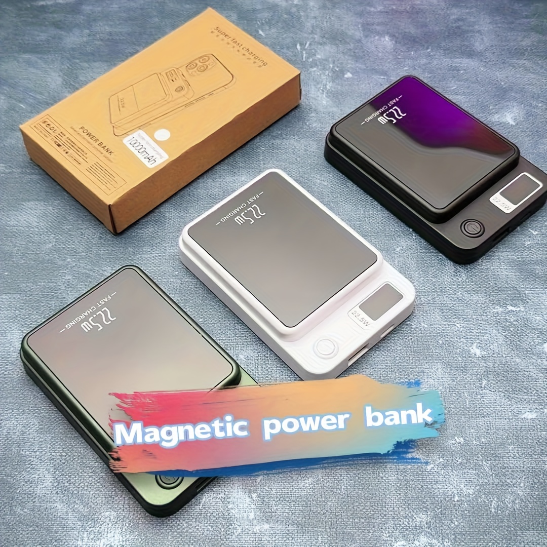 Magnetic Wireless Charging Power Bank, 5000/10000mAh Battery 15W Fast Wireless Charging 22.5W PD Fast Charging Power Bank, 2 Outputs And Dual Input External Battery Pack for Ios 16/15/14/13/12/11 And Other Android Universal