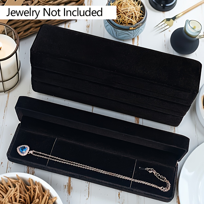 3pcs Luxury Velvet Long Necklace Box Set, Sturdy Storage Case