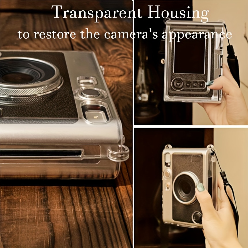 Clear Protective Case For Instax Mini Link 2 - Transparent PVC Bag With Rainbow Shoulder Strap