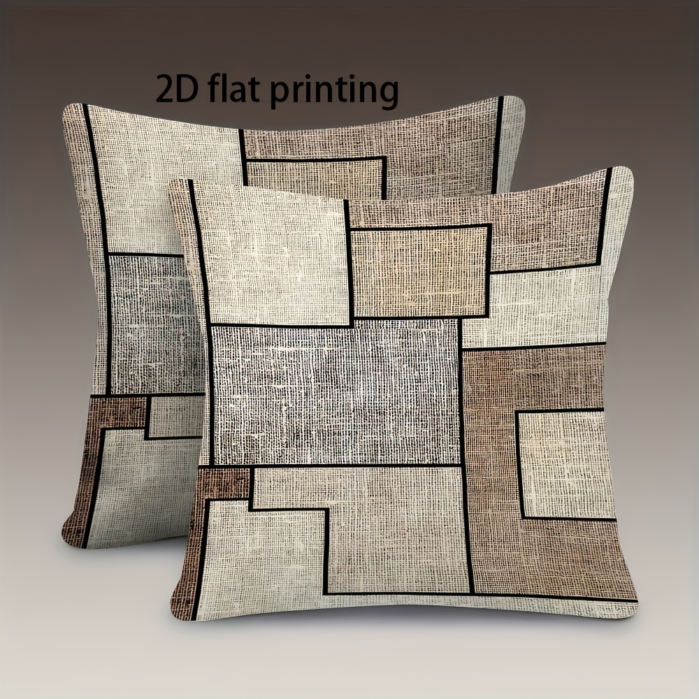 TEMU [Impression 2D Plate] Lot de 2 Taies d'Oreiller Douces en Peluche Courte - Housses de Coussin de Canapé Imprimées , Taies d'Oreiller Décoratives