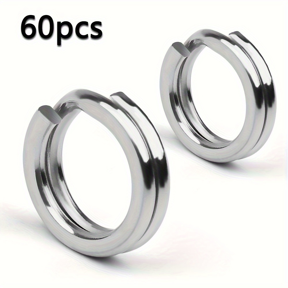 

60pcs Stainless Steel Split Ring, Lure Hook Connector, Fishing Accessories