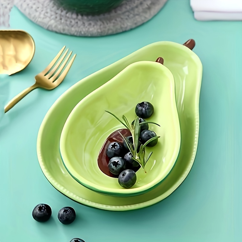 

Creative Avocado Ceramic Fruit Salad Bowl - Dessert Snack Plate For Food Serving, 1pc