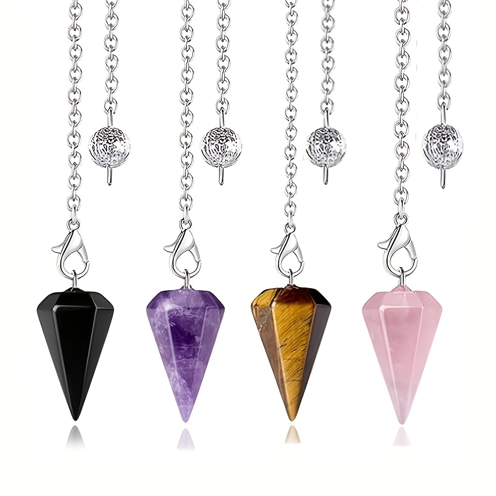 TEMU 8pcs Stone Pendulum Balance Wheel Pendant, Hexagonal Chakra Balancing Pocket Spiritual Jewelry Guardian Detection Wianke Magic Card Deck Tool,