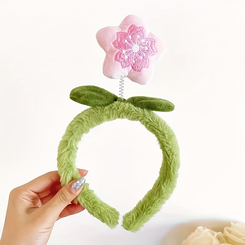TEMU 1pc Women's Cute Charming Peach Plush Hair Hoop Women's Face Washing Non-slip Soft Hair Band