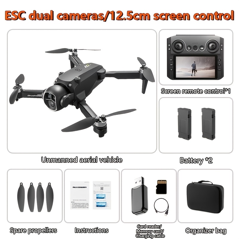 TEMU 2026 New M7 Pro High-end Drone | 4.92-inch Hd Screen + Brushless Motor | Hover & Dual-camera Hdr | Easy To Operate, Stable Flight | Ideal