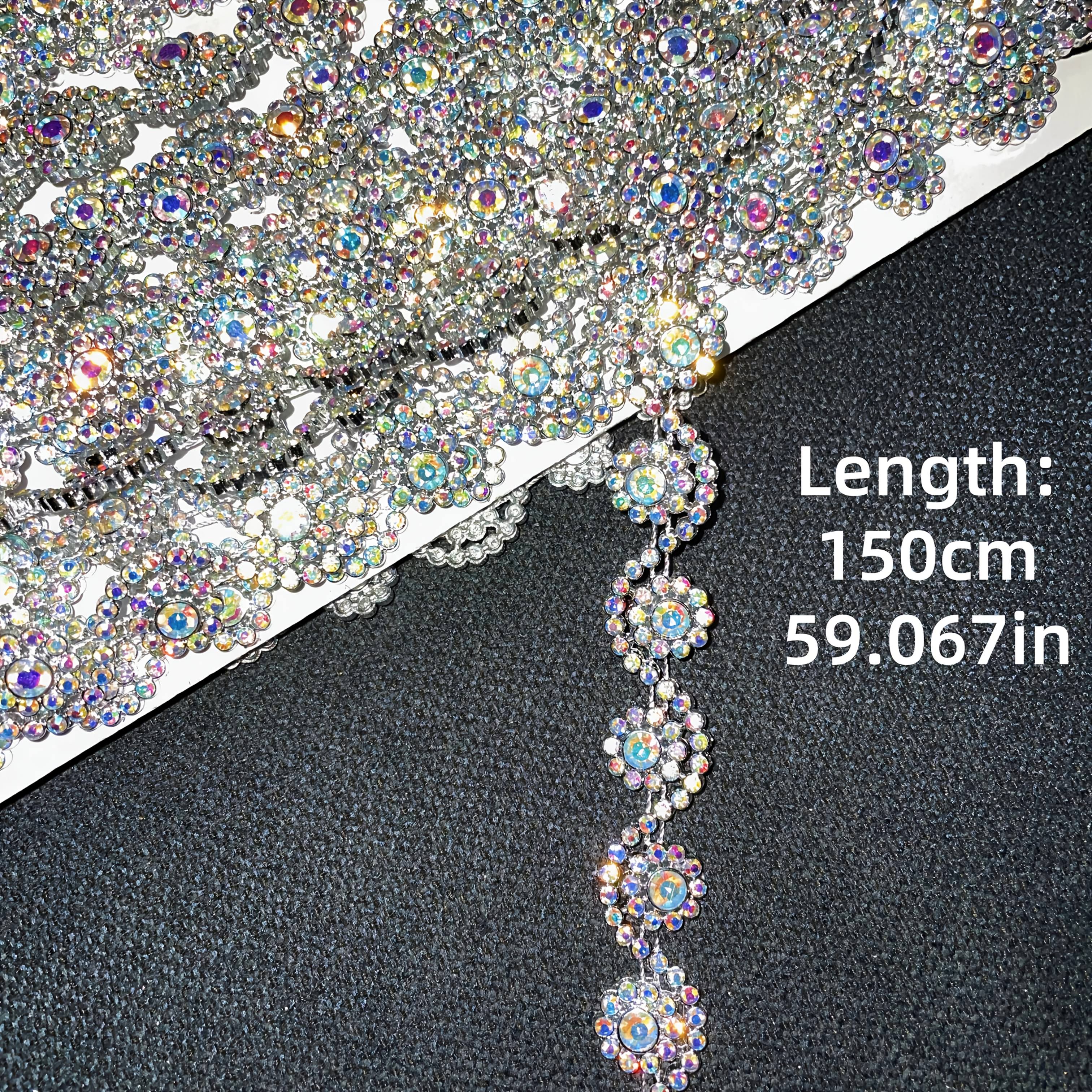 TEMU 100cm/150cm/225cm (39.37in/59.06in/88.58in) Rhinestone Trim, Rhinestone Decorative Strip, Diy Decorative Lace, Suitable For Shoes, Hats, Bags,
