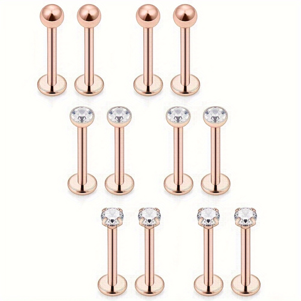 12pcs lip studs flat lip rings labret studs stainless steel helix cartilage tragus earrings helix studs tragus studs for women men