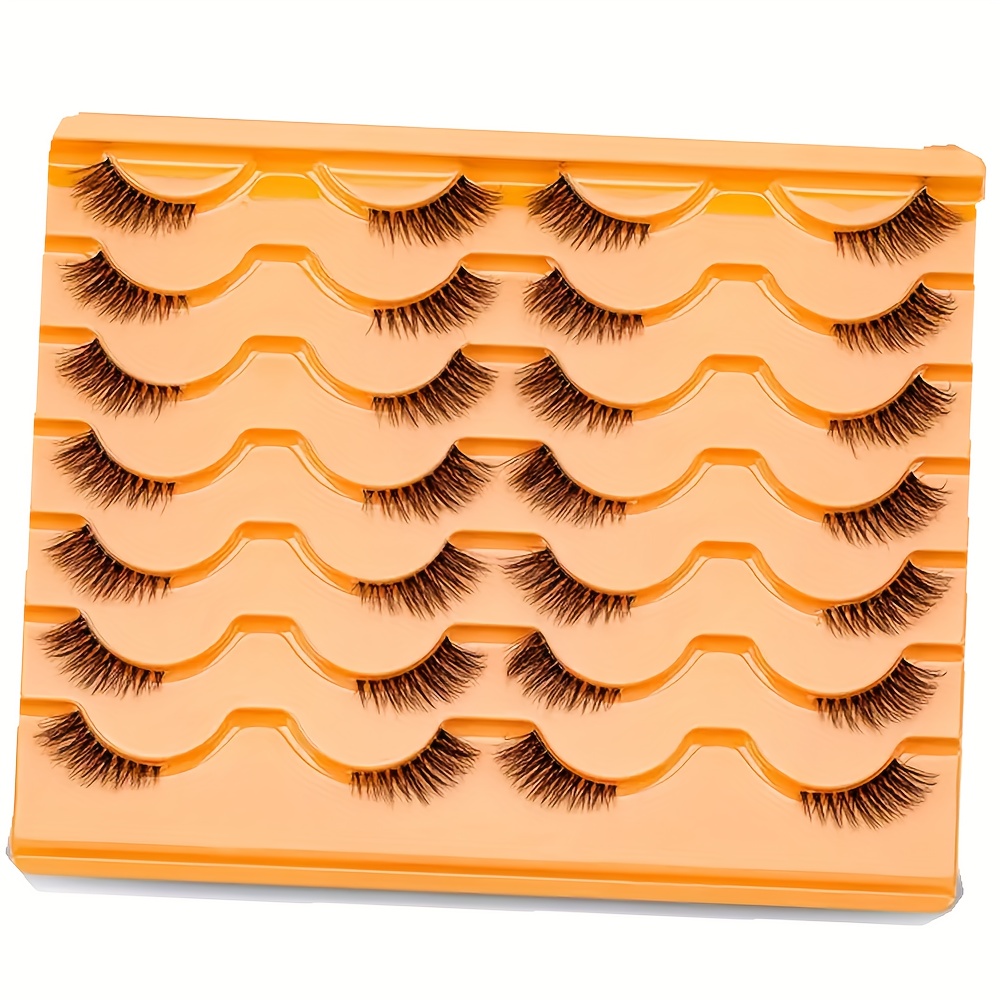 TEMU 14 Pairs Semi-eye False Eyelashes, Natural Crossed Fluffy Eyelash Extensions, Transparent For Daily Use And Makeup, No , Beauty Tools & Accessories