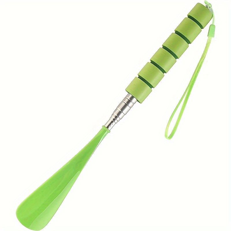 Stainless Steel Telescopic Shoe Horn, Extendable Long Handle Shoehorn with Non-Slip Grip, Adjustable Length, Portable Design with Lanyard, Easy Footwear Assistance Tool