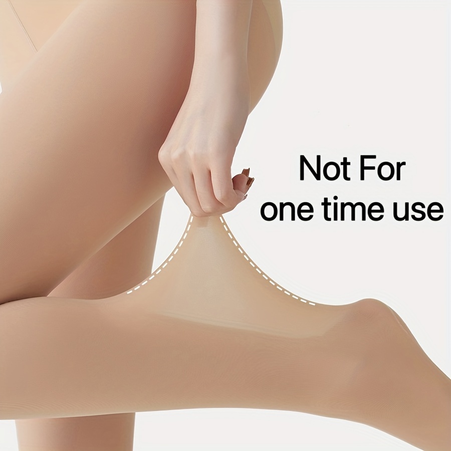 Women's Plus Casual Tights, Plus Size Solid Anti-hook High Waist Stretchy Slim Fit Pantyhose For Fall & Winter