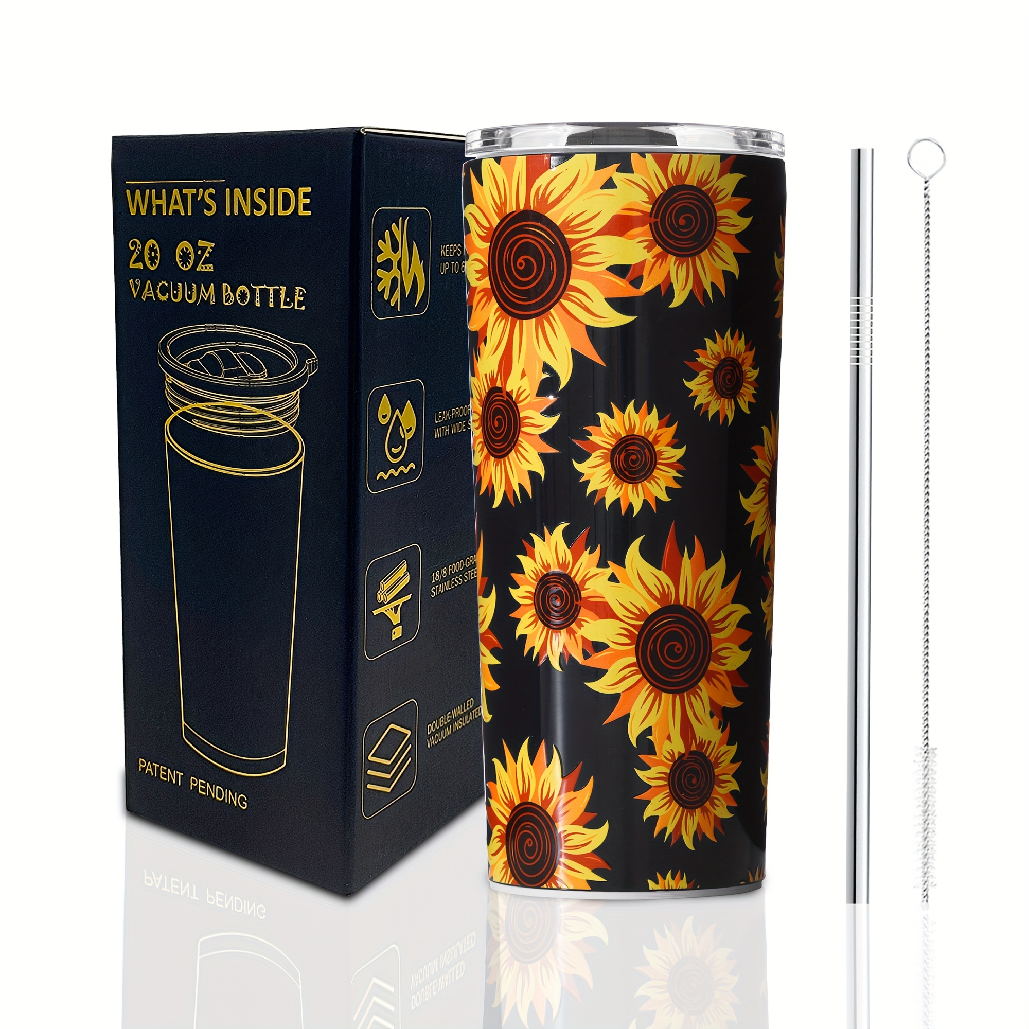 

Boelia Sunflower Tumbler 20 Oz Triple-stainless Steel Water Tumbler Vacuum Insulated Cup With Lid And Straw Ice Coffee Mug Handwash Only Fit Most Car Holder