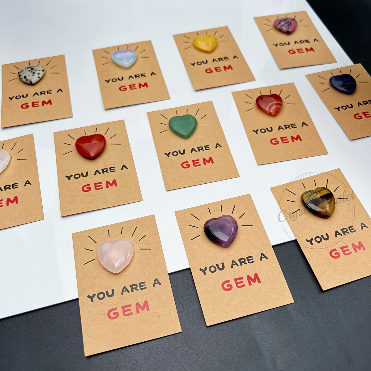 

10/20/30pcs Heart Shaped , Loose Gemstone With Decoration Cards, For Gifts