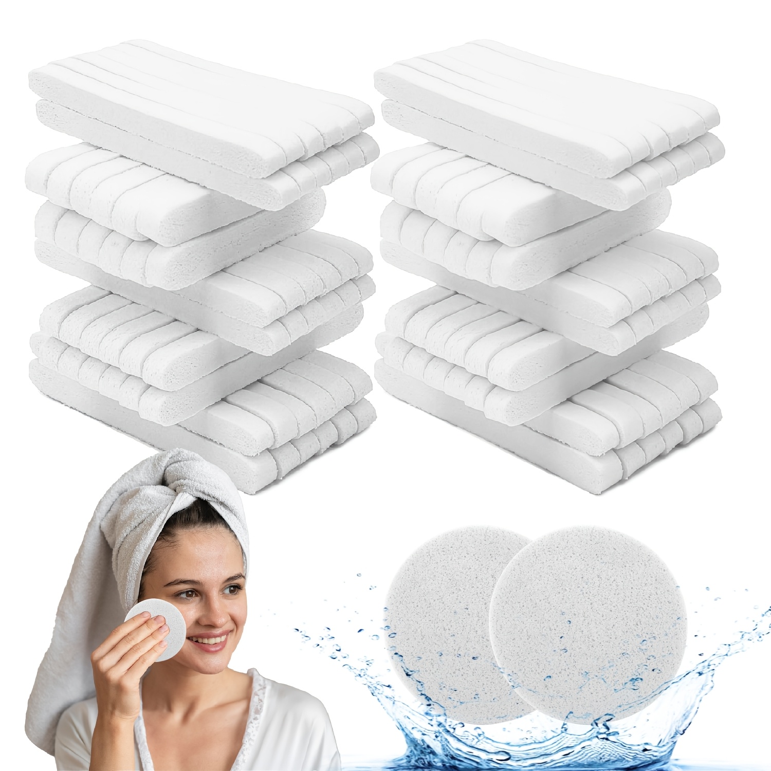 TEMU 36 éponges compressées pour le lavage du visage, éponges de spa cosmétiques naturelles en cellulose pour soins de esthétiques, nettoyage du