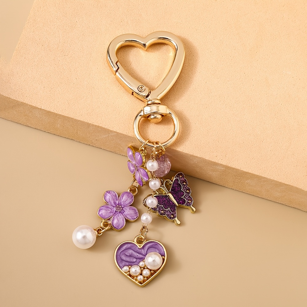 1pc Creative Cute Multicolor Heart Flower Keychain For Women' Wear