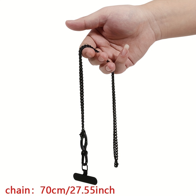 Image of 360° Rotating Metal Phone Strap, Long Crossbody Chain, Anti-lost Wristlet, Elegant Phone Case Holder, Durable Crossbody Phone Lanyard With Shock-absorbing Clip Pad, Fashionable Accessory For Women