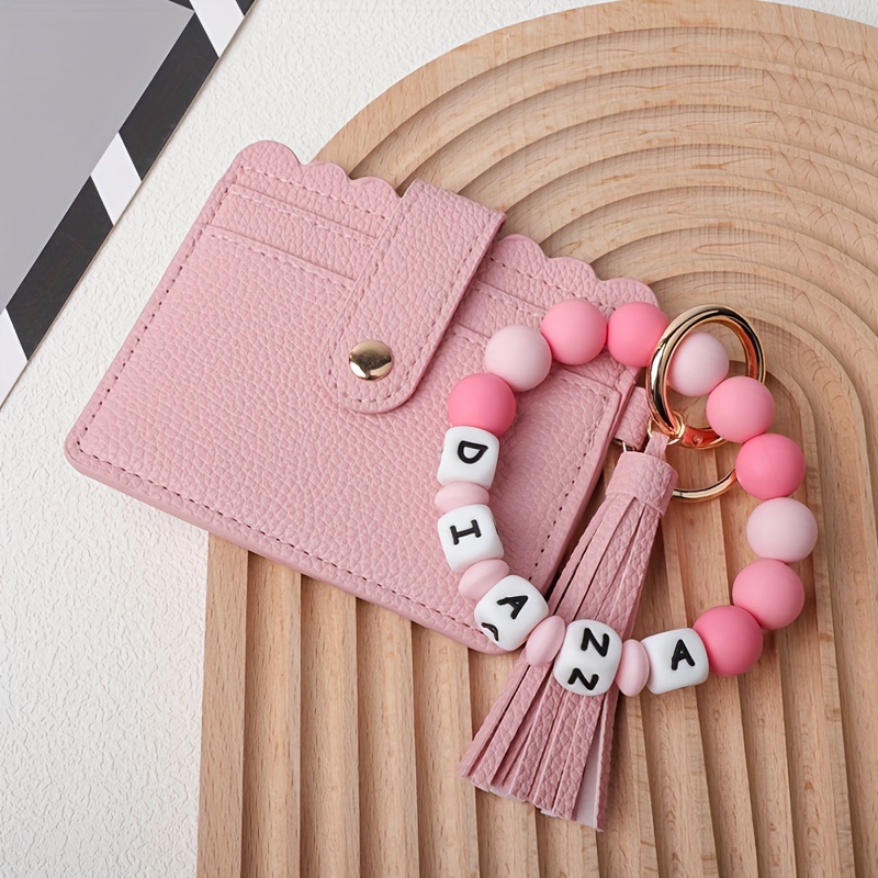 personalized pu leather keychain with silicone beads and tassel customizable with name or initials   school work or festive occasions details 19