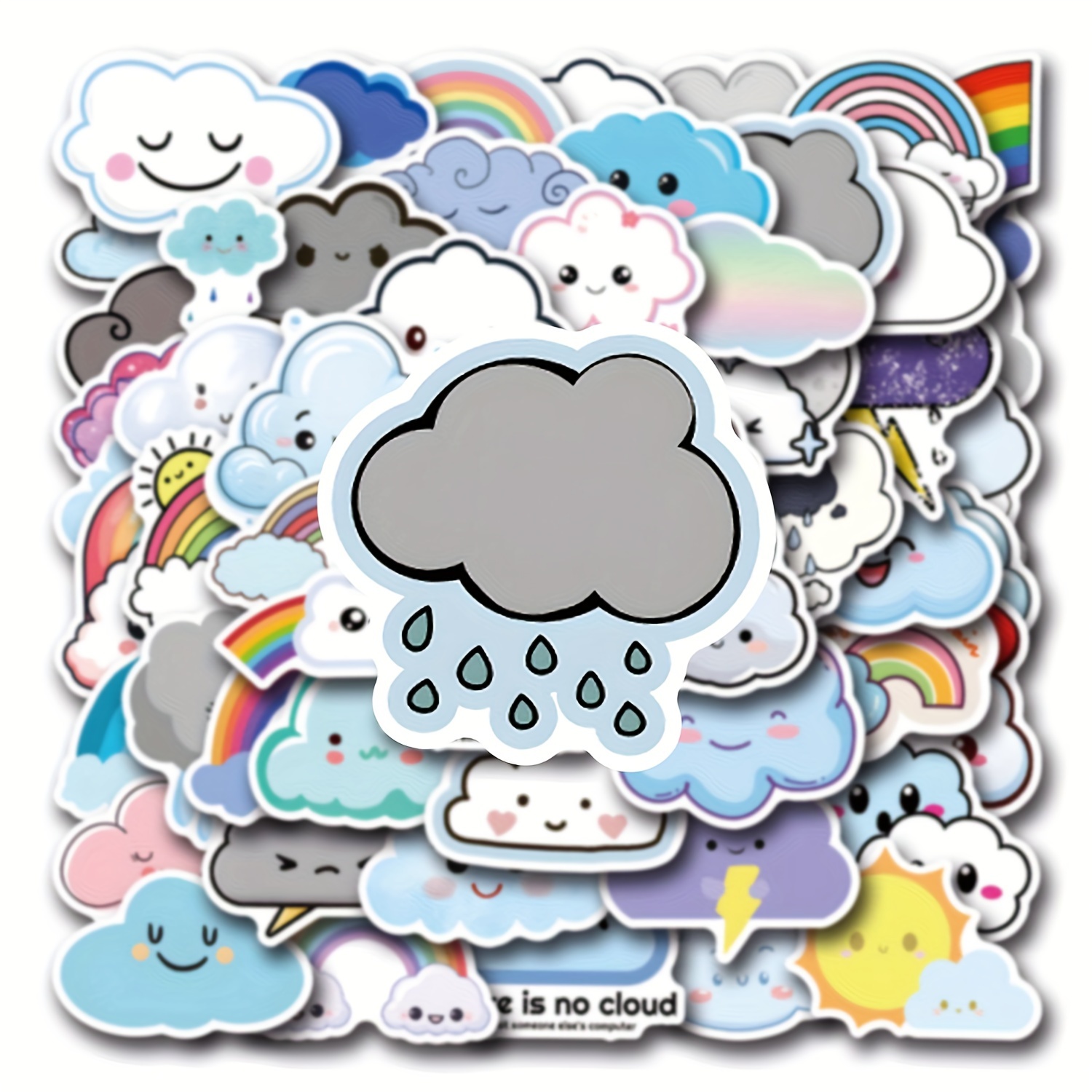 Cute Cartoon Cloud Vinyl Stickers Reusable Decals Laptops - Temu