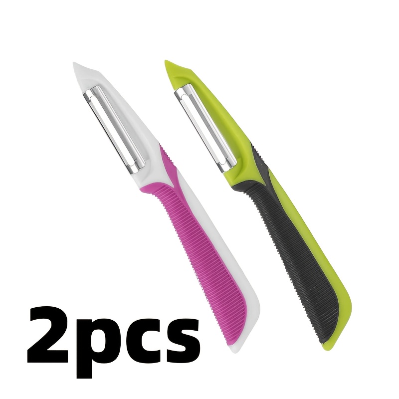 TEMU 2pcs Set, Stainless Steel Vegetable Peeler And Fruit Peeler, With An Ergonomic Non-slip Handle, Sharp Straight I-shaped Stainless Steel Blade,